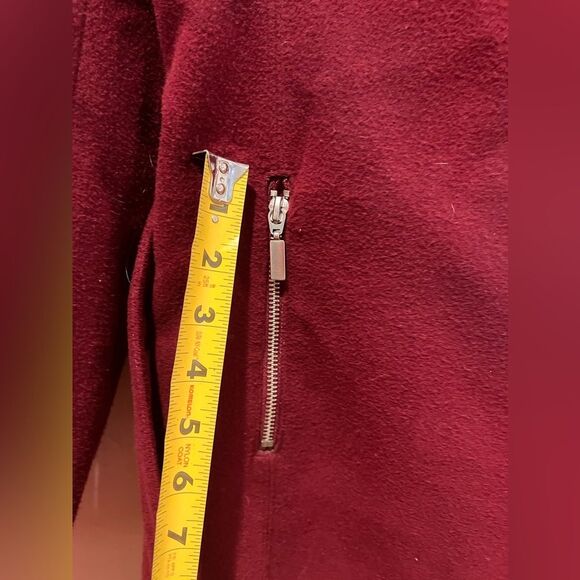 A. Byer burgundy wine peacoat trench tie waist blazer fully lined button snaps L - Picture 3 of 15